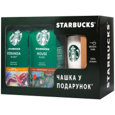 Набір кави Starbucks меленої 2шт 200г + чашка mini slide 1