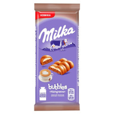 Шоколад молочний Milka Bubbles пористий з начинкою капучино 97г mini slide 1
