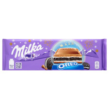 Шоколад Milka молочний зі шматочками печива Орео 300г mini slide 1