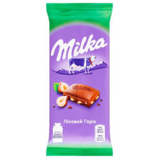 Шоколад молочний Milka з подрібненими лісовим горіхом 90г mini slide 1