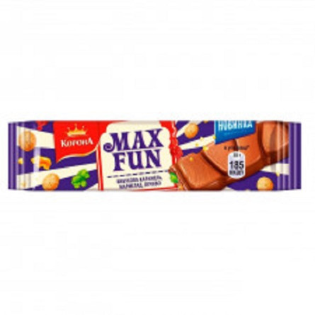 Шоколад молочный Корона Max Fun со взрывной карамелью, мармеладом и печеньем 38г slide 1