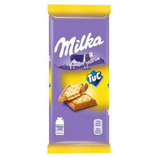 Шоколад Milka молочний з солоним крекером Tuc 87г mini slide 1
