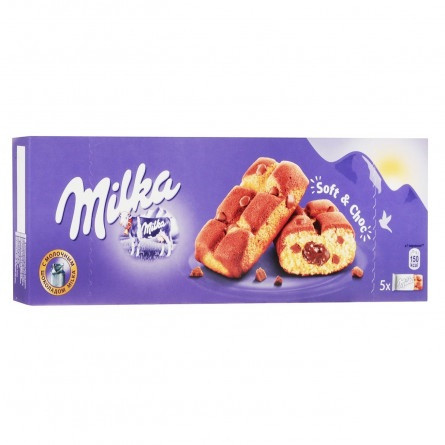 Печиво Milka Soft &amp;amp; Choc бісквітне з шоколадною начинкою і шматочками молочного шоколаду 175г