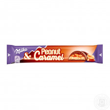 Шоколад молочний Milka з арахісом в карамельній начинці та арахісовою начинкою з дутим рисом і шматочками арахісу 37г mini slide 1