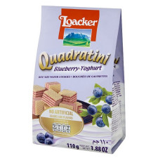 Вафли-кубики Loacker Quadratini Blueberry-Yoghurt с чернично-йогуртовой начинкой 110г mini slide 1