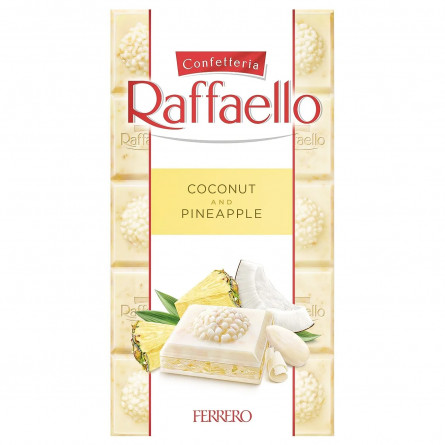 Шоколад Raffaello білий зі смаком ананаса з додаванням кокосової стружки і мигдалю 90г slide 1