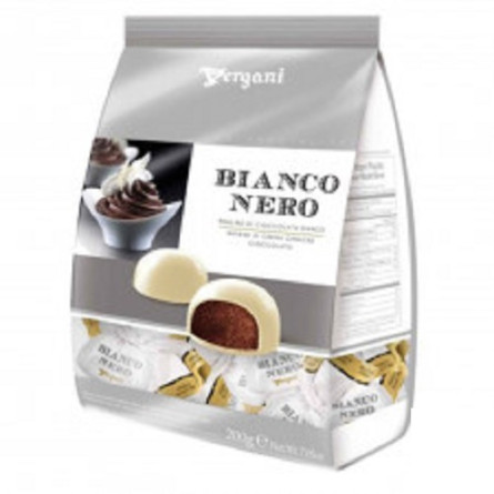 Цукерки Vergani Bianco&amp;amp;Nero з начинкою з шоколадного ганашу в білому шоколаді 200г