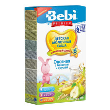 Каша молочна Bebi Premium вівсяна з бананом і грушею для дітей з 6 місяців 200г mini slide 1