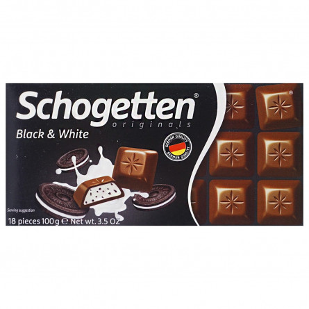 Шоколад Schogetten Black & White молочний ваніль та печиво з какао 100г
