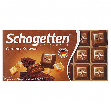 Шоколад молочный Schogetten с начинкой брауни с какао, кусочками печенья и карамели 100г slide 1