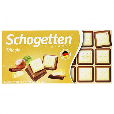 Шоколад Schogetten Trilogia білий з фундуком та молочним шоколадом 100г slide 1