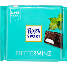 Шоколад Ritter Sport чорний з кремово-м'ятною начинкою 100г mini slide 1