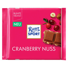 Шоколад молочний Ritter Sport з журавлиною та лісовим горіхом 100г mini slide 1