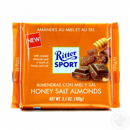 Шоколад Ritter Sport молочный с соленым миндалем и медом 100г