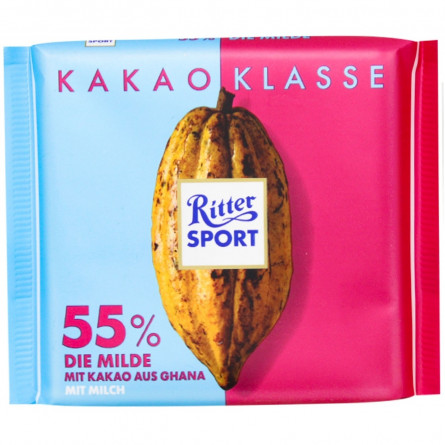 Шоколад Ritter Sport молочний з підвищеним вмістом какао 55% 100г