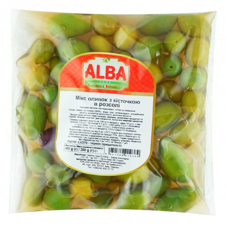 Оливки Alba Food Мікс з кісточкою 250г
