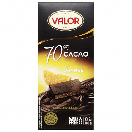 Шоколад черный Valor с апельсином 70% 100г