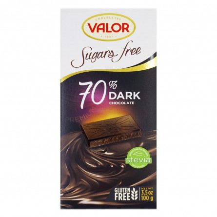 Шоколад чорний Valor без цукру 100г slide 1