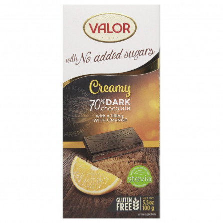 Шоколад черный Valor с апельсиновой начинкой 100г