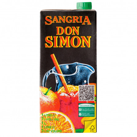 Вино Don Simon Sangria красное сладкое 7% 1л slide 1