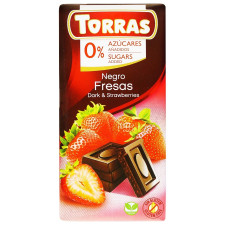 Шоколад Torras чорний з полуницею без цукру та глютену 75г mini slide 1