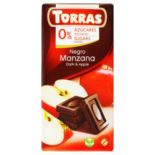 Шоколад Torras чорний з яблуком без цукру та глютену 75г mini slide 1