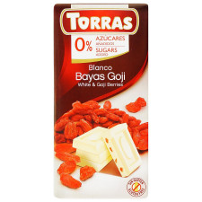 Шоколад Torras білий з ягодами годжі без цукру та глютену 75г mini slide 1