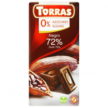 Шоколад Torras чорний без цукру та глютену 72% 75г slide 1