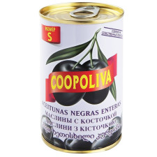 Маслины Coopoliva черные с косточкой 314мл mini slide 1
