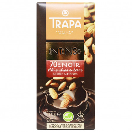 Шоколад Trapa Intenso темний з мигдалем 70% 175г