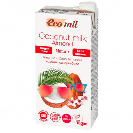 Рослинне молоко Ecomil Кокос-мигдаль без цукру органічне 1л