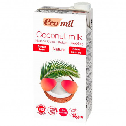 Рослинне молоко Ecomil з кокосу без цукру органічне 1л
