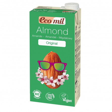 Рослинне молоко Ecomil з мигдалю з сиропом агави органічне 1л