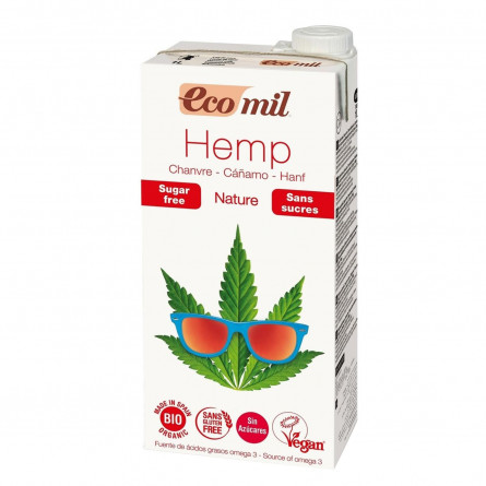 Рослинне молоко Ecomil з конопель без цукру органічне 1л