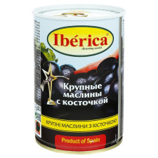 Маслини Iberica крупні чорні з кісточкою 420г mini slide 1