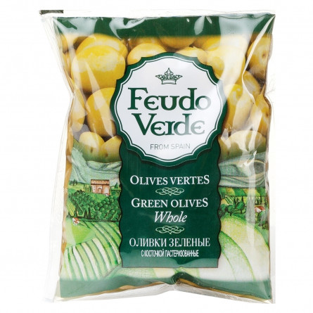 Оливки зеленые Feudo Verde с косточкой 170г slide 1