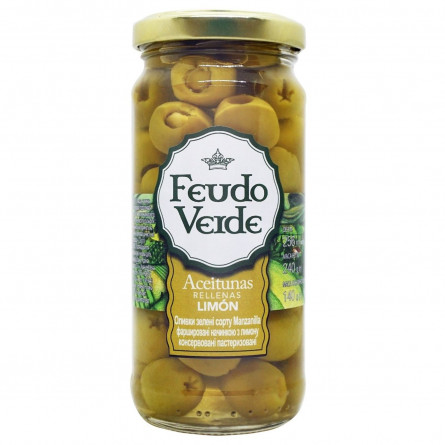 Оливки зеленые Feudo Verde Manzanilla фаршированнные лимоном 240г