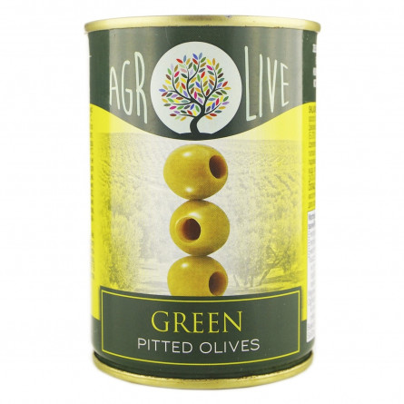 Оливки зелені Agrolive без кісточки з/б 292мл