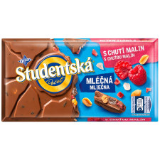 Шоколад молочний ORION® Studentská з арахісом шматочками желе та малини 180г mini slide 1