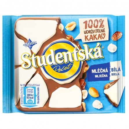 Шоколад молочный Studentska с арахисом и изюмом 90г slide 1