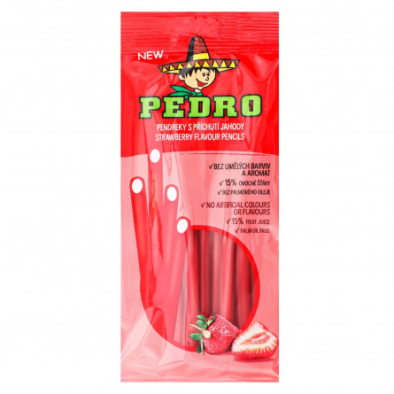 Конфеты Pedro карандаши со вкусом клубники 80г slide 1