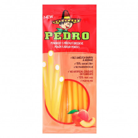 Цукерки Pedro олівці зі смаком персика 80г