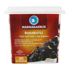 Оливки черные Marmarabirlik вяленые со специями 400г mini slide 1