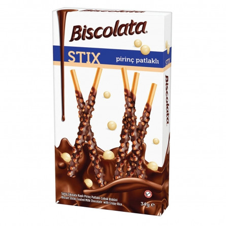 Соломка Biscolata Stix с рисовыми шариками в молочном шоколаде 34г slide 1