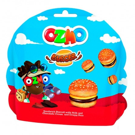 Печенье-сэндвич Ozmo Burger с молочным и шоколадным кремом та рисовими кульками 40г