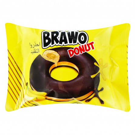 Кекс Brawo Donut з банановою начинкою у какао-молочній глазурі 50г