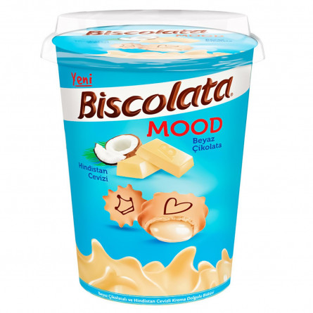 Печиво Biscolata Mood з кремом з білого шоколаду та кокосом 125г