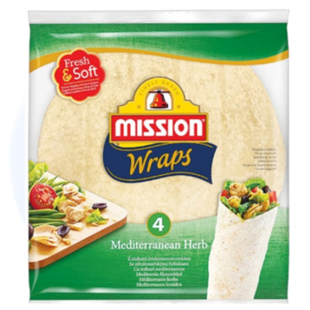 Тортилья Mission Foods Wraps Середземноморські трави 4шт. 245г
