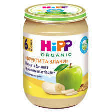 Пюре HiPP Фрукти та злаки Яблука та банани з зерновими пластівцями з 6-х місяців 190г mini slide 1