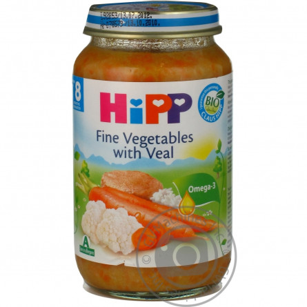 Пюре Hipp Телятина с рисом и овощами для детей с 8 месяцев 220г